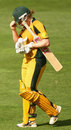 Alex Blackwell walks back after being dismissed for 54, Australia v India, Super Six, women's World Cup, Sydney, March 14, 2009