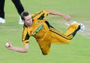 An acrobatic Ben Laughlin has a shy at the stumps, South Africa v Australia, 2nd Twenty20, Centurion, March 29, 2009