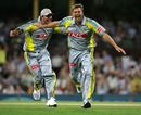 Shane Harwood celebrates his first Twenty20 wicket, Australia v England, Only Twenty 20, Sydney, January 9, 2007