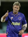 Shane Warne flashes a thumbs-up sign after dismissing Venugopal Rao, Deccan Chargers v Rajasthan Royals, IPL, 40th match, Kimberley, May 11, 2009
