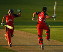 Steven Croft  and Gareth Cross celebrate the winning runs, Yorkshire v Lancashire, Twenty20 Cup, Leeds, May 29, 2009