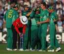Morne Morkel celebrates the wicket of MS Dhoni with his team-mates, South Africa v India, Trent Bridge, June 16, 2009