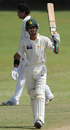 Fawad Alam raises his bat on getting to fifty, Sri Lanka Cricket XI v Pakistanis, 3rd day, Colts Cricket Club Ground, Colombo, July 1, 2009 