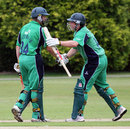 Gary Wilson and William Porterfield celebrate their hundred partnership, Ireland v Kenya, 2nd ODI, Dublin, July 11, 2009
