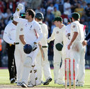 James Anderson celebrates after England's great escape, England v Australia, 1st Test, Cardiff, July 12, 2009