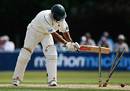 Scott Newman swipes at his stumps after being bowled, Sussex v Nottinghamshire, County Championship Division One, Horsham, August 6, 2009