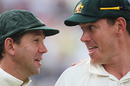 Ricky Ponting and Marcus North share a joke during the presentation ceremony, England v Australia, 4th Test, Headingley, 3rd day, August 9, 2009