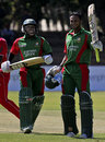 Shakib Al Hasan raises the bat after scoring his third one-day century, Zimbabwe v Bangladesh, 2nd ODI, Bulawayo, August 11, 2009 