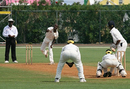 Akbar Baig bends his back, Bermuda v Uganda, ICC Intercontinental Cup, 3rd day, Mutare, August 19, 2009