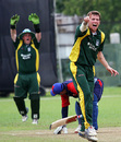 Blane Queripel successfully appeals for the wicket of  Imran Sajjad, Bahrain v Guernsey, ICC World Cricket League Division 6, Singapore, August 31, 2009