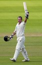 Mark Richardson of New Zealand celebrates making a century, England v New Zealand, first Test, Lord's, May 23, 2004 in London