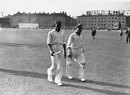 Manny Martindale and Derek Sealy leave the field at the end of the Test, England v West Indies, 3rd Test, The Oval, August 22, 1939