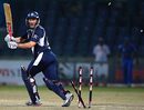 David Hussey is bowled by Farveez Maharoof, Victoria v Wayamba, Group D, Champions League Twenty20, Delhi, October 13, 2009