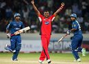 Dwayne Bravo raises his arms in victory, Deccan Chargers v Trinidad &Tobago, Champions League Twenty20, Group A, Hyderabad, October 14, 2009
