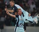 Brett Lee hoists David Warner in celebration, New South Wales v Trinidad & Tobago, Champions League Twenty20 final, Hyderabad, October 23, 2009