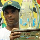 Rashid Latif with the trophy, Pakistan v Bangladesh, 3rd Test, Multan, September 5, 2003.