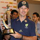 Ricky Ponting holds the series trophy, India v Australia, 7th ODI, Mumbai, November 11, 2009