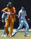 Sreesanth gives Andrew Symonds a sendoff, India v Australia, second ODI, October 2, 2007