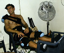Justin Langer cuts the figure of a fatigued man, West Indies v Australia, 1st Test, Georgetown, 4th day, April 13, 2003