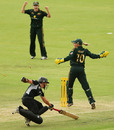 Rachael Haynes' direct hit ended Maria Fahey's innings on 12, Australia v New Zealand, 2nd ODI, Rose Bowl Series, Adelaide, 11 February, 2010