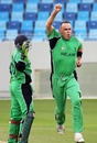Trent Johnston celebrates one of his three vital wickets, Ireland v Scotland, ICC World Twenty20 Qualifiers, Dubai, February 11, 2010