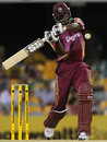 Kieron Pollard gets ready to slam the ball to midwicket, Australia v West Indies, 4th ODI, Brisbane, February 14, 2010