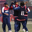 Nepal players celebrate a wicket, Nepal v Jersey, ICC World Cricket League Division Five, Nepal, February 20, 2010