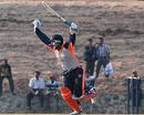 Prasanna Jayawardene exults after striking a last-ball four to win the match, Kandurata v Basnahira South, SLC Inter-Provincial Twenty20 Tournament Pallekele, February 25, 2010 