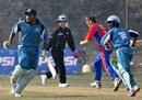 Fiji's openers set off for a run, Fiji v Jersey, ICC World Cricket League Division 5, February 27, 2010