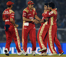 Vinay Kumar is the center of attention after taking three wickets in an over, Mumbai Indians v Royal Challengers Bangalore, IPL, Mumbai, March 20, 2010