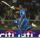 Dwayne Bravo celebrates the winning runs, Mumbai Indians v Chennai Super Kings, IPL, Mumbai, March 25, 2010