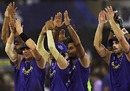 Rajasthan Royals applaud the Ahmedabad crowd, Rajasthan Royals v Chennai Super Kings, IPL, March 28, 2010