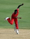 Elton Chigumbura bowls during Zimbabwe's warm-up game against Australia, Australia v Zimbabwe, ICC World Twenty20 warm-up match, St Lucia, April 27, 2010 
