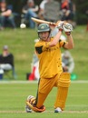 Alex Keath drives through the off side, New Zealand Under-19s v Australia Under-19s, 3rd Quarter-Final, ICC Under-19 World Cup, Rangiora, January 24, 2010