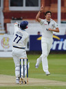 Steven Finn burst through Derbyshire's top order with a hostile spell, Middlesex v Derbyshire, County Championship, Division Two, Lord's, May 12, 2010