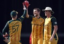 Dirk Nannes and Shaun Tait celebrate a wicket, Australia v Sri Lanka, World T20, Group F, Bridgetown, May 9, 2010