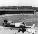 A fan watches the day's play from the top deck of the northern stand, Australia v West Indies, 2nd Test, MCG, January 3, 1961