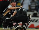 Liz Perry comforts Sophie Devine after New Zealand's loss, Australia Women v New Zealand Women, Final, Women's World Twenty20, Bridgetown, May 16, 2010