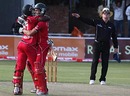 The umpire signals four to spark off Zimbabwe's celebrations, Zimbabwe v India, Tri-series, 1st ODI, Bulawayo, May 28, 2010