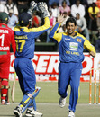 Tillakaratne Dilshan gets the wicket of Chamu Chibhabha, Zimbabwe v Sri Lanka, Tri-Series, 6th match, Harare, June 7, 2010 