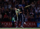 Eoin Morgan, restrained throughout his innings, finally let his emotions show when the win was secured, England v Australia, 1st ODI, Rose Bowl, June 22, 2010