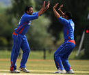 Khaliq Dad celebrates one of his three wickets, Netherlands v Afghanistan, ICC WCL Division 1, Voorburg, July 7, 2010