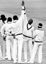 Malcolm Marshall celebrates a wicket, England v West Indies, 2nd Test, Lord's, 2nd day, June 17, 1988