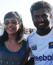 Muttiah Muralitharan poses with his wife Madhimalar, Sri Lanka v India, 1st Test, Galle, 5th day, July 22, 2010
