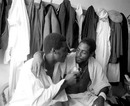 Michael Holding and Viv Richards celebrate the win, England v West Indies, 4th Test, Headingley, 5th day, July 27, 1976