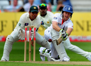 Eoin Morgan led England's recovery on the opening day at Trent Bridge with his maiden Test fifty