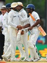 Harbhajan Singh shakes Kumar Sangakkara's hand at the end of the game, Sri Lanka v India, 2nd Test, SSC, 5th day, July 30, 2010