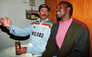 Graham Gooch with England athlete Linford Christie, England v West Indies, World Cup, Melbourne, February 27, 1992