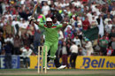 Javed Miandad celebrates the semi-final win, New Zealand v Pakistan, World Cup semi-final, March 21, Auckland, 1992