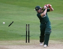 Ali Brown had his off stump removed by Azhar Mahmood as Kent romped to a 42-run win over Nottinghamshire, Kent v Nottinghamshire, Clydesdale Bank 40, Canterbury, August 22 2010 